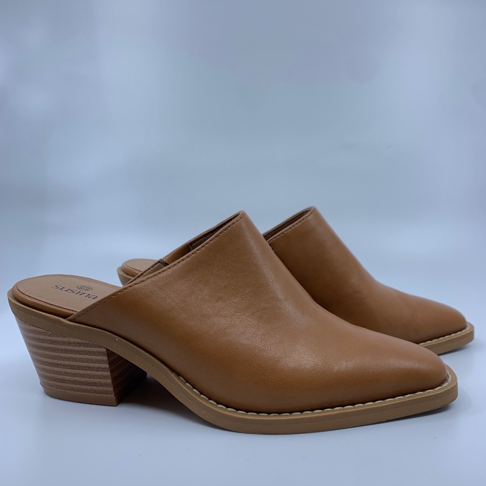 Susina Justina square toe slip on heels